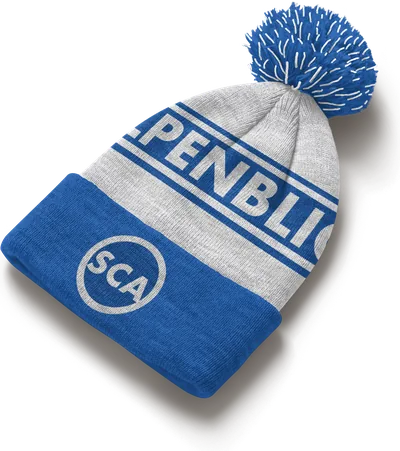 Beispiel-Beanie für Skiclub: Heller Grund, Band in Clubfarbe