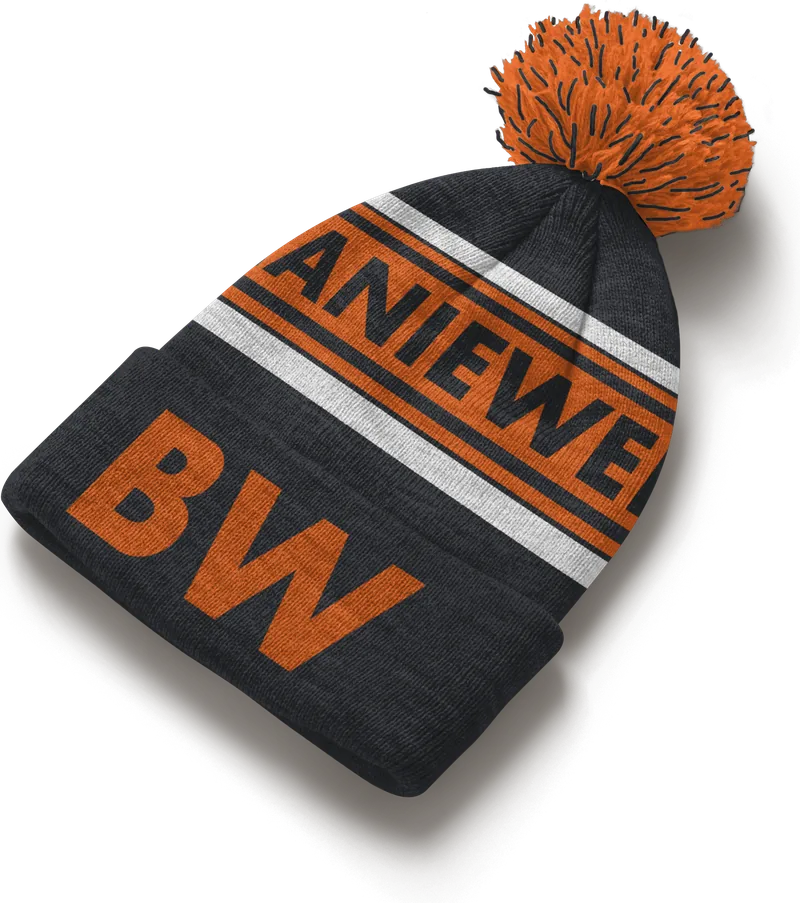 Beispiel-Beanie: Strickmütze mit Logo
